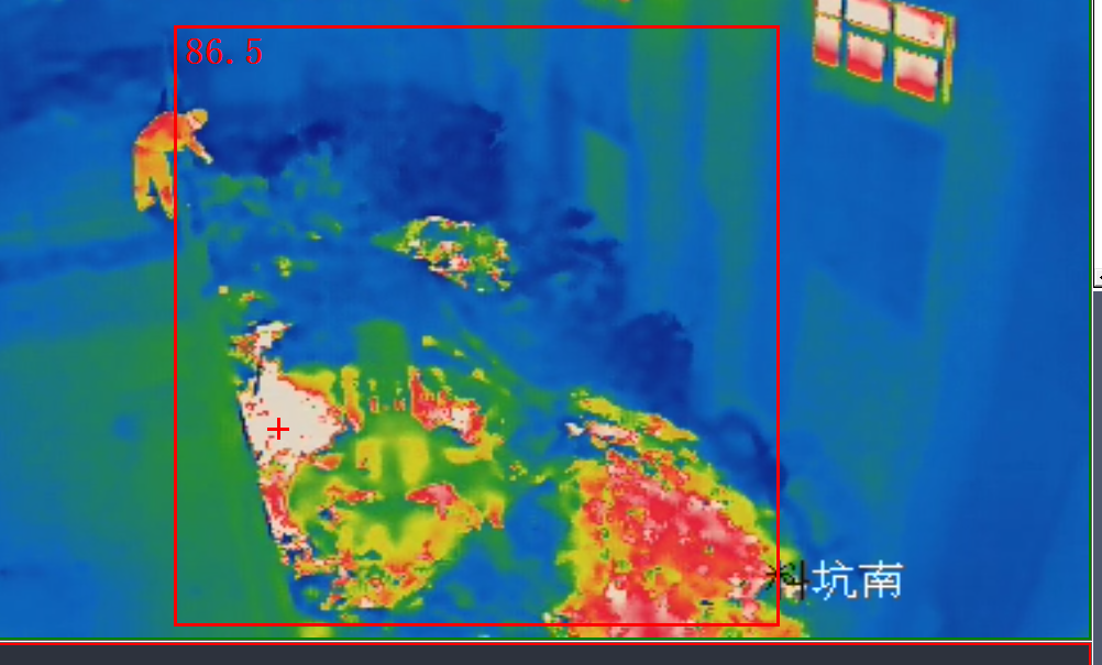 料坑垃圾高溫紅外圖 - 紅框標(biāo)記溫度異常